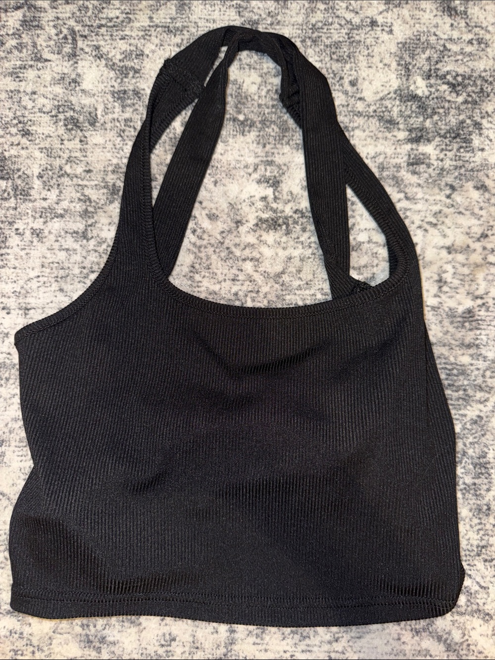 SHEIN Black Ribbed Cross-Back Crop Camisole